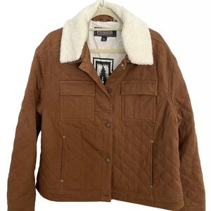 Pendleton Brown Quilted Jacket with Sherpa Cream Collar